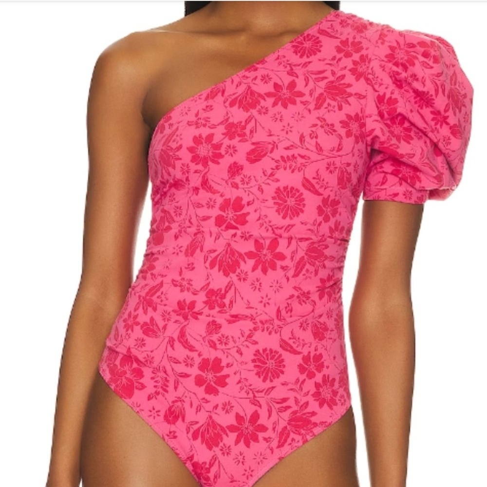 Free People Somethin Bout You Bodysuit (Small; Hot Pink Combo) Sz M